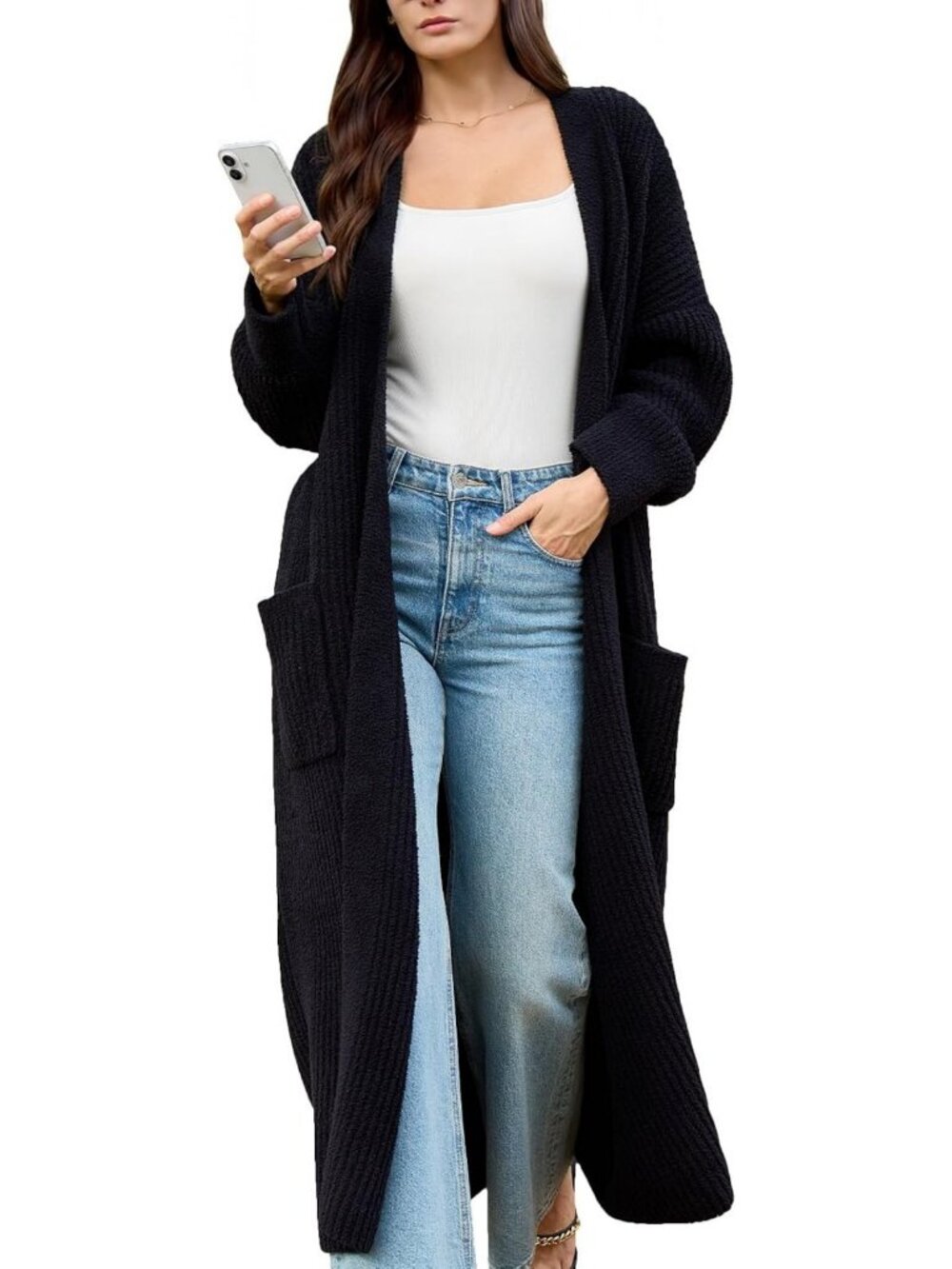 Cozy Oversized Long Cardigan Sweater for Women with Pockets - Trendy Knit Coat